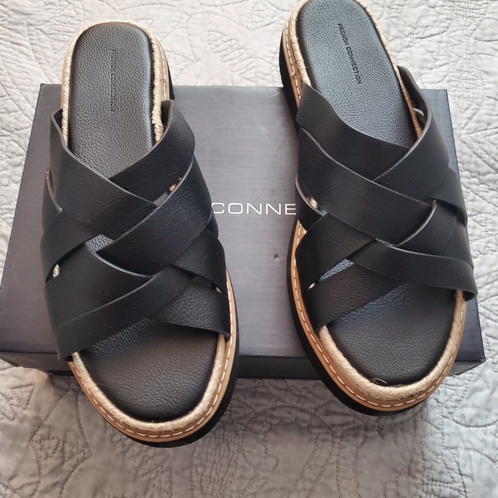French Connection Alexis Crisscross Black Sandals Size 11